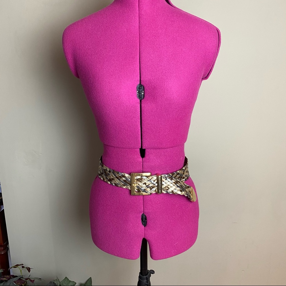 Vintage Metallic Braided Leather Belt